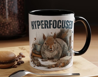Eigenzinnige eekhoorn koffiemok, grappig bosdier, hyperfocus ADHD-psychologie