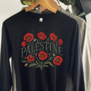 Camisa Palestina Gaza Manga Longa, Blusa Cultural Floral Palestina, Moda Ativista, Roupas de Apoio à Palestina, Presente Único, Fim do Genocídio