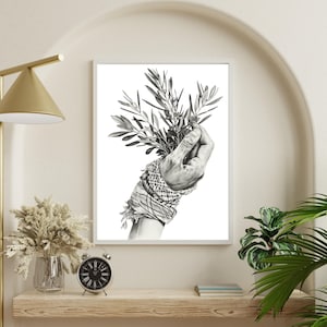 Palestina afdrukbare muurkunst, digitale download Keffiyeh, islamitisch decor, kaart van Palestina, moslim Home Art, olijftak, vrij Palestina