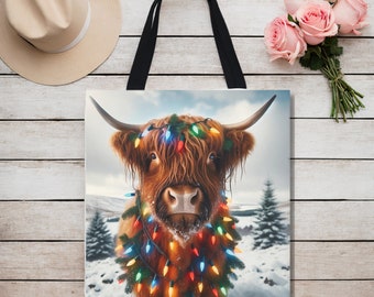 Highland Cow Tote Bag, Reusable Bag, Cow Lovers Gift, Library Tote Bag, Bag For Life, Gift For Her, Cow Lovers, Farm Animal Tote, Farmhouse