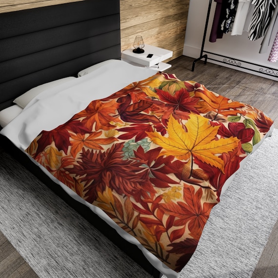Herbst Decke Bett, Herbst Blätter Überwurf, Geschenk für ihn ihr, Herbst Dekor, Bauernhaus Dekor, Urlaub gemütliches Dekor, Blatt Decke, Thanksgiving Geschenk