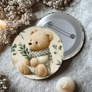 Palestine Button Pin | Free Gaza Pin | Palestine Bear Pin | Watermelon Pin | I Stand With Palestine | Free Palestine Pins Badge