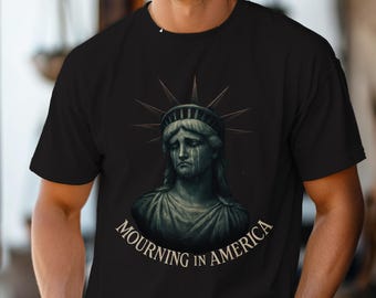 Mourning in America Tee: Crying Statue of Liberty, Comfort Colors Black T-Shirt