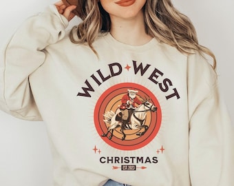 Western Christmas Shirt, Retro Western Cowboy sweatshirt, Howdy T-Shirt, Vintage Santa Christmas Shirt, Cowgirl, Comfort Colors®, Rodeo