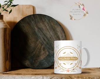 Halloween Town Coffee Mug: Floral Fall Wreath Design