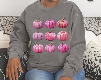 Pink Pumpkin Halloween Sweatshirt | Comfort Colors, Spooky Season
