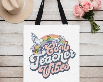 Coole Teacher Vibes-draagtas | Grote polyester boodschappentas