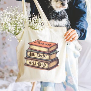 I Read Banned Books Tote Bag, I&#39;m With The Banned, Librarian Tote Bag, Reading Reusable Bag, Resist, Read Books, Librarian Gift, Bookish