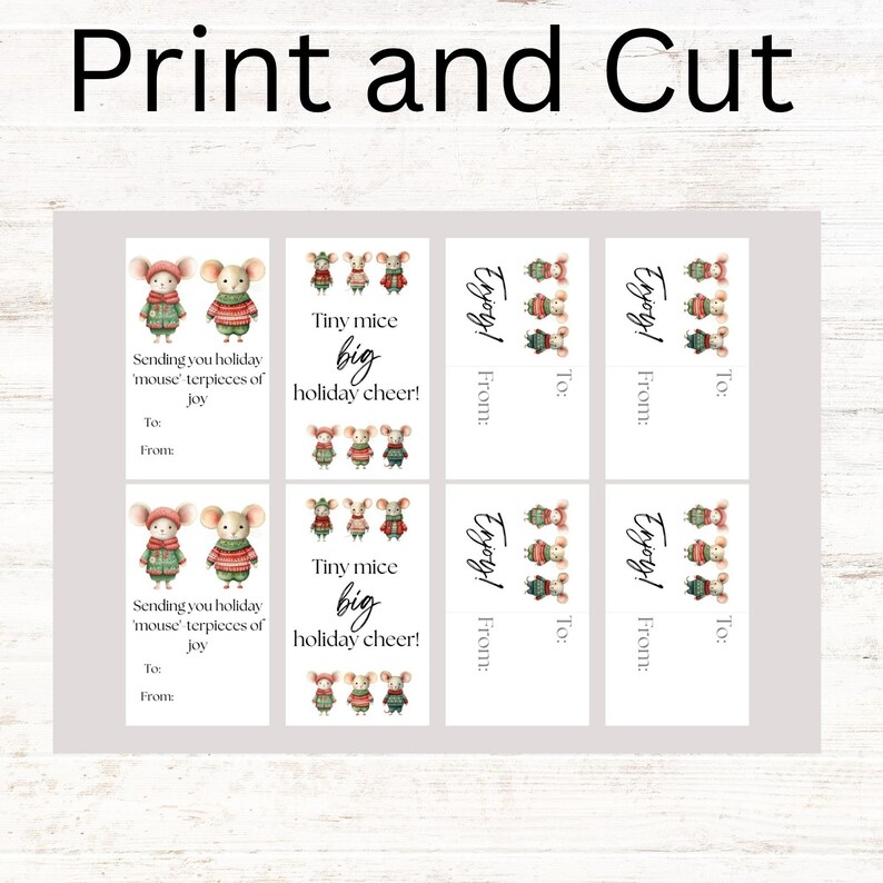 Printable Christmas Gift Tags Mice, Printable to and From, Christmas ...