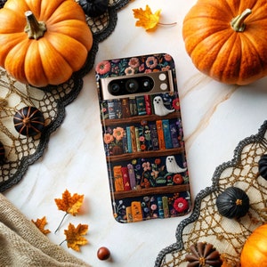 Cute Bookish Ghosts Phone Cover, Ghosts and Flowers Phone Case, Iphone 14, S24 Plus Ultra, Cute Spooky Ghost Floral Phone, Halloween Case