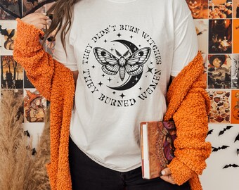 Sweat-shirt Femme Avec Inscription "They Didn't Burn Witches They Burned" - Coupe Ample, Manches Longues - 9