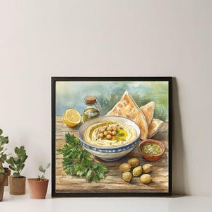 Arte con hummus, póster de Palestina, descarga digital, impresión con hummus, arte gastronómico libanés, regalo para amantes de la comida, salsa de hummus, Palestina libre, árabe, Oriente Medio