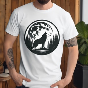 Camiseta de lobo / Camiseta de animales del bosque / Camisa de camping / Camisa de lobo / Camiseta gráfica / Regalo de cumpleaños / Camiseta de lobo / Lobo aullando