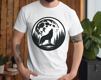 Wolf T-Shirt | Woodland Animal T Shirt | Camping Shirt | Wolf Shirt | Graphic Tee | Birthday Gift | Wolve Tee | Howling Wolf