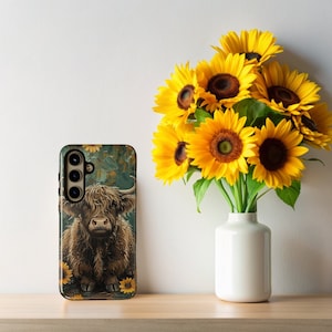 ハイランド牛の携帯電話ケース iPhone 15、面白い牛のギフト携帯電話ケース | かわいい動物ケース | Galaxy S | 牛の携帯電話 | 牛好き | google | スコットランドの牛