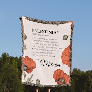 Palestine Custom Name Blanket, Cozy Fleece Throw Blanket, Palestine Keffiyeh Throw Blanket, Palestine Couch Blanket, Arabic Name Blanket