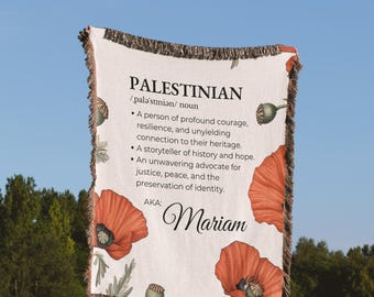 Palestine Custom Name Blanket, Cozy Fleece Throw Blanket, Palestine Keffiyeh Throw Blanket, Palestine Couch Blanket, Arabic Name Blanket