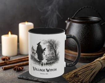 Village Witch Coffee Mug: Salem Gothic Lantern Design