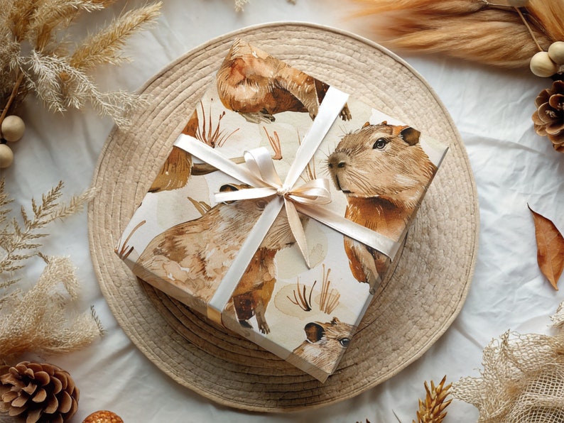 Capybara Wrapping Paper | Cute Capy Washi Tape | Capybara Gift Wrap ...