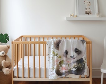 Panda Björn Babyfilt | Kärleksfull Filt Sensorisk | Nyföddpresent | Babyshowerpresent | Panda Björn Milstolpefilt | Småbarnsfilt | Bambu