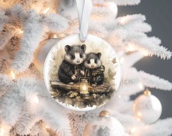 Adorno navideño de mapache / Adorno navideño / Adorno para amantes de los mapaches / Regalos navideños / Adorno navideño de mapache / Decoraciones navideñas