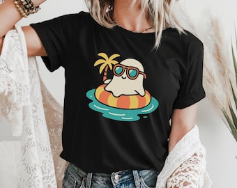 Summerween Ghost Graphic Tee: Spooky Summer Beachwear