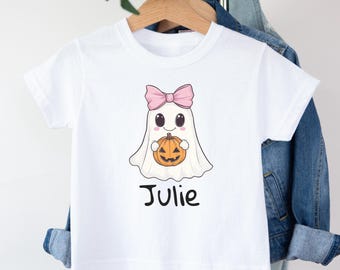 Kids Halloween Shirt, Personalized Halloween Name shirt, Personalized Halloween Shirt, Girls Halloween Shirt, Custom Ghost Halloween Shirt
