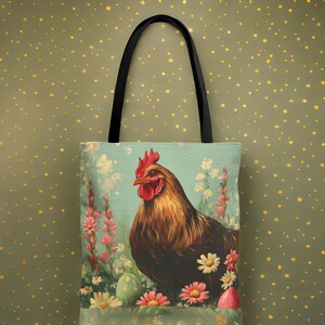 Sac fourre-tout en toile Poulets, Sac fourre-tout, Poulet fou, Sac de courses recyclé, Cabas de courses, Cadeau poulet, Sac de courses réutilisable, Animal de la ferme