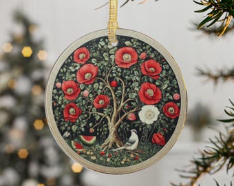 Ornament van de papavers van Palestina | Acrylornament | Vrij Gaza | Palestina Ornament Kerstmis | Dit is geen watermeloen | Vrij Palestina, Kerstmis