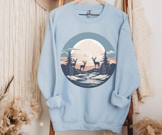 Whitetail Deer Sweatshirt, Hunting Sweater, Hunters Girlfriend Shirt, Deer Wilderness Pullover, Stag Wilderness Sweatshirt, Gift For Her