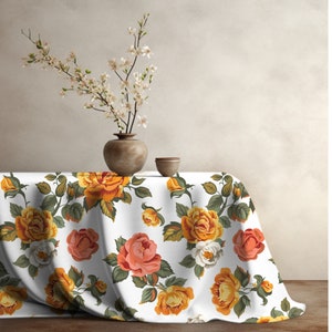Cabbage Rose Floral Tablecloth: Cottagecore Kitchen Decor (55.1&quot; x 55.1&quot;)