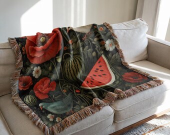 Palestine Blanket, Keffiyeh Throw Blanket, Cozy Couch Blanket, Palestinian Watermelon Throw, Palestine Poppies Blanket, Palestine Home Decor