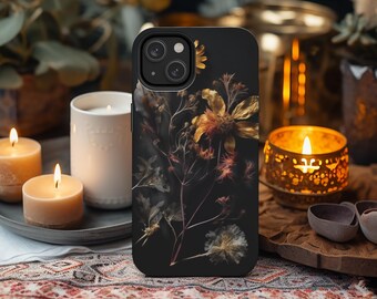 Pressed Flower Phone Case, Tough Cases, Iphone 15 Pro Max, Floral Design Case, Pressed Dried Flower,  Apple IPhone, moody florals
