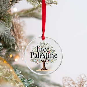 Free Palestine Ornament of Palestine Home Decor Ornament Gifts Round Crystal for Xmas Free Support Palestinian Gift For keffiyeh Palestine