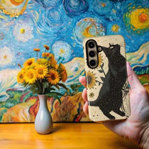 Van Gogh Phone Case Cat Meme Parody Cover fit for iPhone 15 Pro Max, 1 4 Plus, 13, 12, 11, XR & Samsung S24, S23, A54, A53, Pixel 8 Pro, 7
