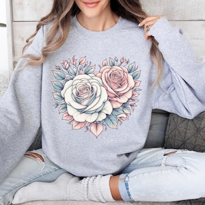 Floral Sweatshirt, Valentines Day,Cardiologist Sweater, Heart Sweatshirt, Heart Flowers, Floral Heart Sweater, Vintage Sweatshirt, Heart Tee