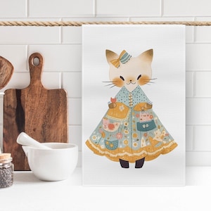 Cat Dish Towel | Housewarming Gift | Cat Towel | Tea Towel | Cat Decor | Cats Swedish Dishcloth | Kitchen Towel | Black Cat | Animal Lover