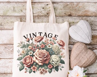 秋の花柄キャンバストート、ボタニカルショルダーバッグ、ショッピングバッグ、女性へのギフト、誕生日ギフトバッグ、ブライダルギフト、ライブラリーバッグ、再利用可能
