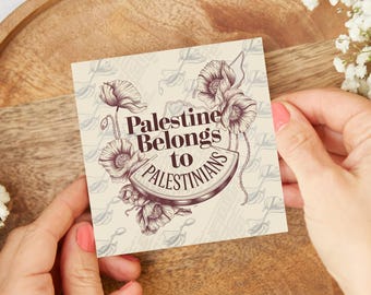 Sticker Gaza, Stickers Activisme, Palestine libre, Pastèque et coquelicot, Soutenir Gaza, La Palestine est pour les Palestiniens, Justice Maintenant