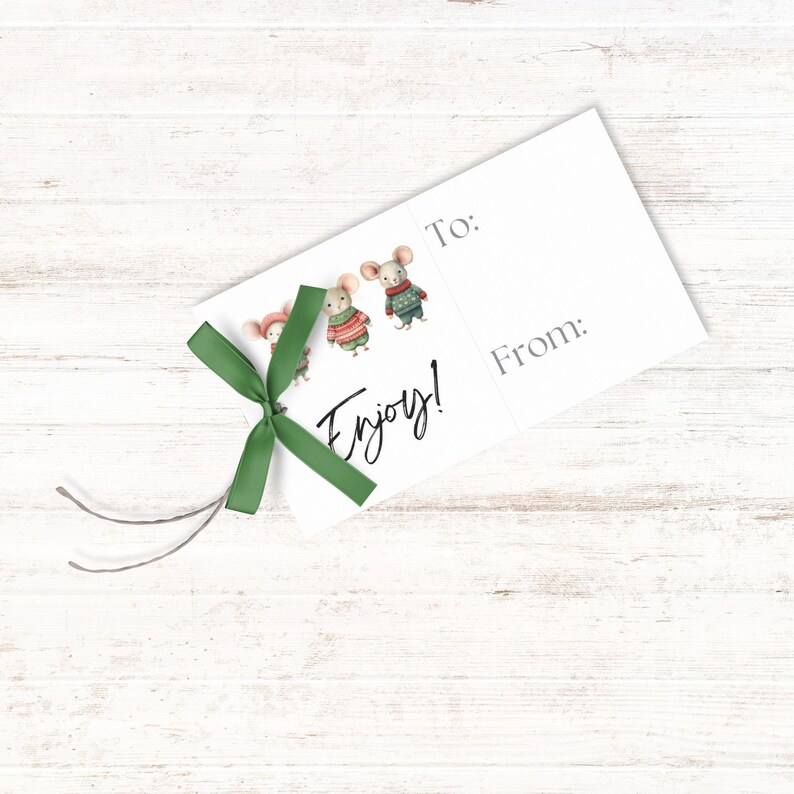 Printable Christmas Gift Tags Mice, Printable to and From, Christmas ...
