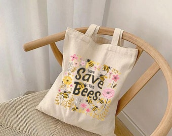 Rettet die Bienen | Bienenliebhaber Tasche | Hummel | Honigbiene Tragetasche | Queen Bee Einkaufstasche | Geschenk für sie | Baumwolltasche | Bienenliebhaber Geschenk