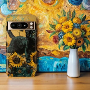 Van Gogh Phone Case Cat Meme Parody Cover fit for iPhone 15 Pro Max, 1 4 Plus, 13, 12, 11, XR & Samsung S24, S23, A54, A53, Pixel 8 Pro, 7