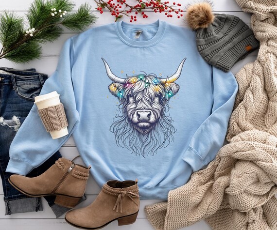 WCMZJ Highland Cow Hoodies For Women Cute Funny Graphic Sweatshirt Cowgirl Long Sleeve Plus Size Oversized Pullover Tops Black 4XL