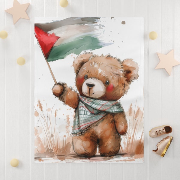 Baby Shower Gift, Baby Blanket, Stroller Blanket, Crib Blanket, Palestine Fleece Blanket | Palestine Flag Blanket | Palestine Throw Blanket