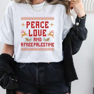 Palestine T-Shirt Art  | Free Palestine, Arabic Christmas, Xmas | Palestinian Keffiyeh Print | Free Gaza Palestinian Flag Map Arabic T-Shirt