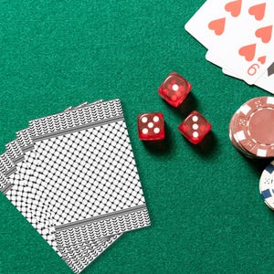 Palestina-pokerkaarten Texas Hold-em | Keffiyeh-speelkaarten | Pokerdealer | Cadeau pokerliefhebber, Palestijns cadeau, Kerstmis, Vrij Palestina