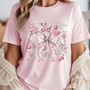 Coquette Bow Tshirt, Coquette CherriesDesign, Retro Mama, Pink bow Tee, Soft Girl Aesthetic tee shirt, Coquette Era, Social Club,