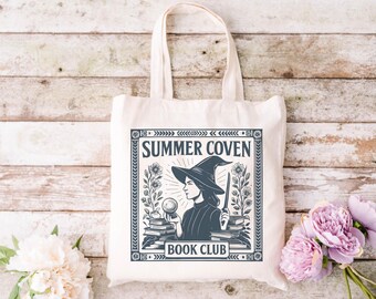Summer Coven Tote Bag, gruselige Hexe Geschenk, Salem Witch Book Club, Ghoul Geschenk für Leser, Einkaufstasche, Bücherwurm Einkaufstasche,Lesebegeisterte