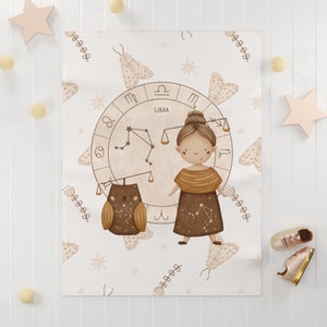 Moon and Stars Baby Blanket | Astrology Plush Blanket | Libra Baby Shower Gift | Luna Baby Girl Blanket | Astrological Swaddle Blanket
