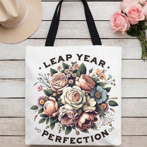 Leap Year Tote Bag, Leap Birthday Gift, Party Favors Leap Year, Gift For Friend, February 29th, Leap Day Gift, Leap Frog, Vintage Floral
